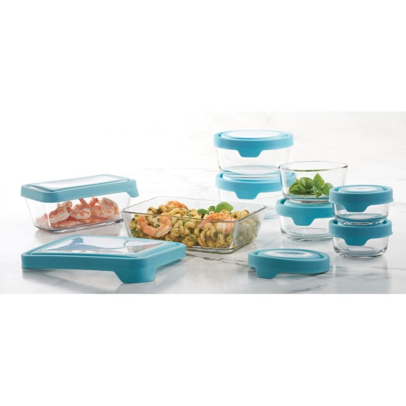 Anchor Hocking TrueSeal 16-Piece Glass Food Storage Set with Mineral Blue Lids - Image 2