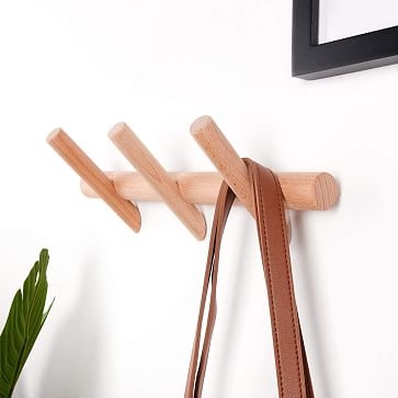Modern Home Bohemian Style 3-Hook Coat Rack, Small, Wood, Natural - Image 1