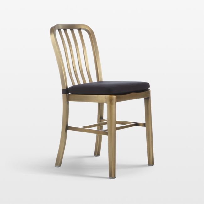 Delta Brass Side Chair with Black Cushion - Image 0