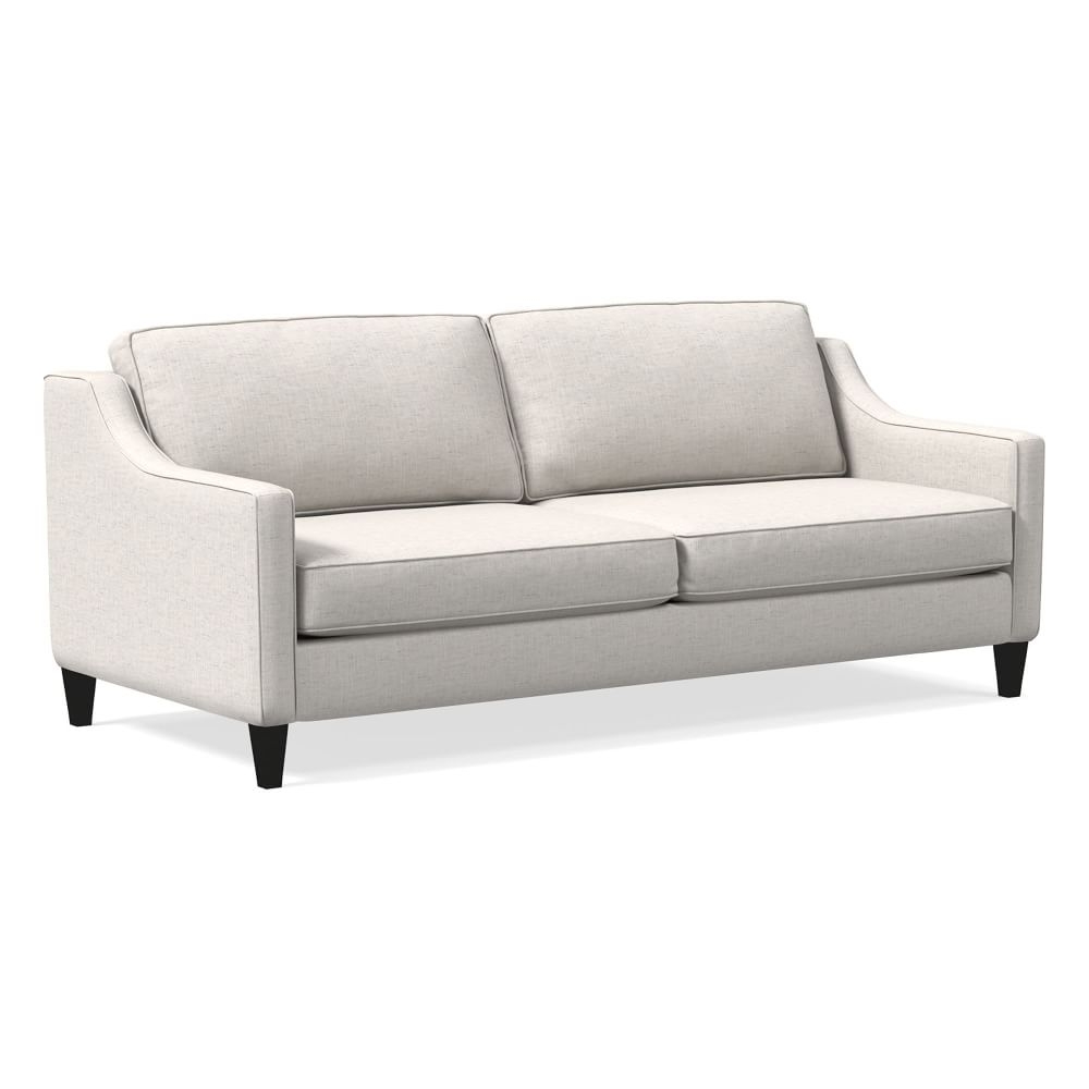 Paidge 81" Sleeper Sofa, Performance Coastal Linen, White, Taper Chocolate - Image 0