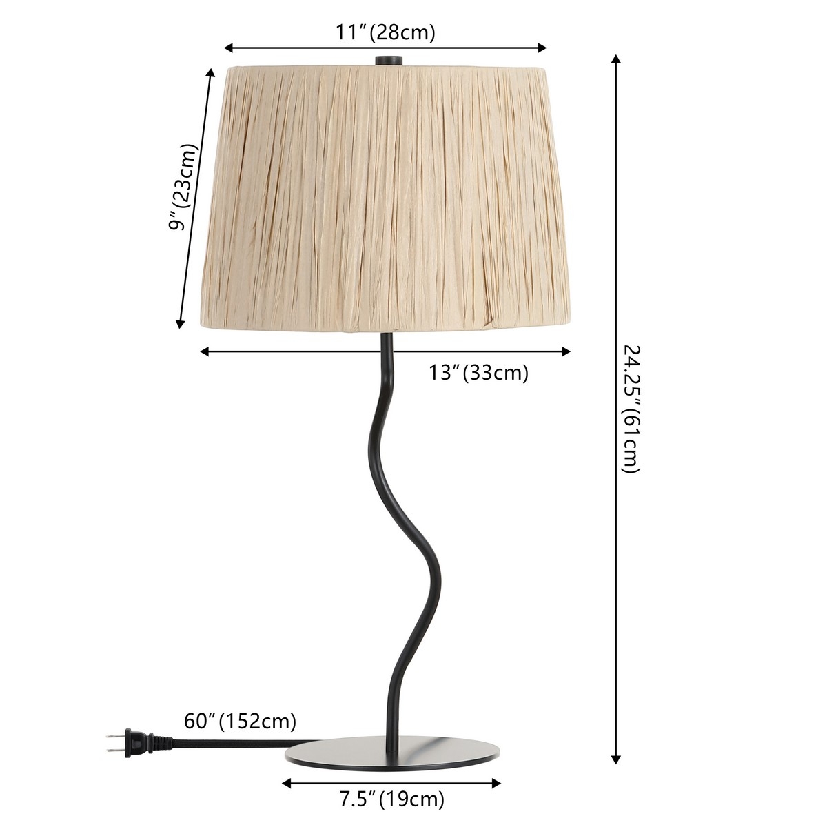 Ziggi 24.25 Inch Table Lamp - Black / Natural - Safavieh - Image 4