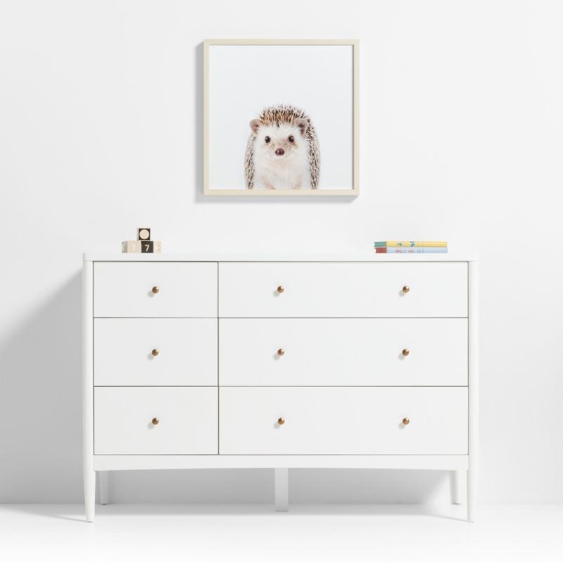 Baby Hedgehog Maple Wood Framed Wall Art Print - Image 1