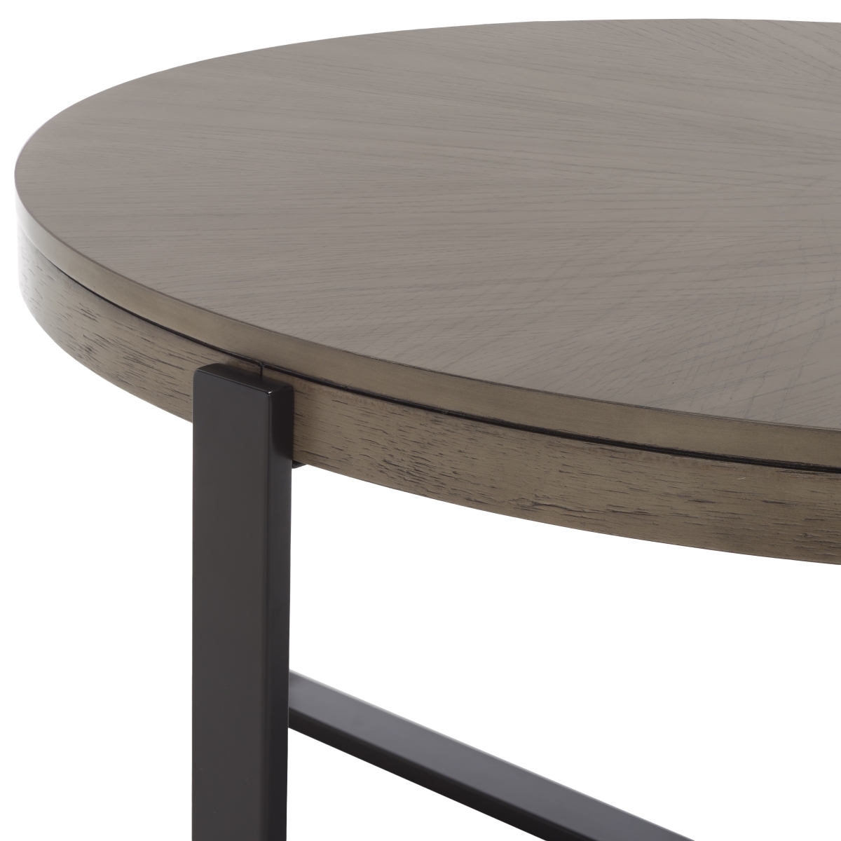Navya Round Coffee Table - Light Grey / Black - Safavieh - Image 2