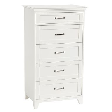 Hampton 5-Drawer Tall Dresser, Simply White - Image 0