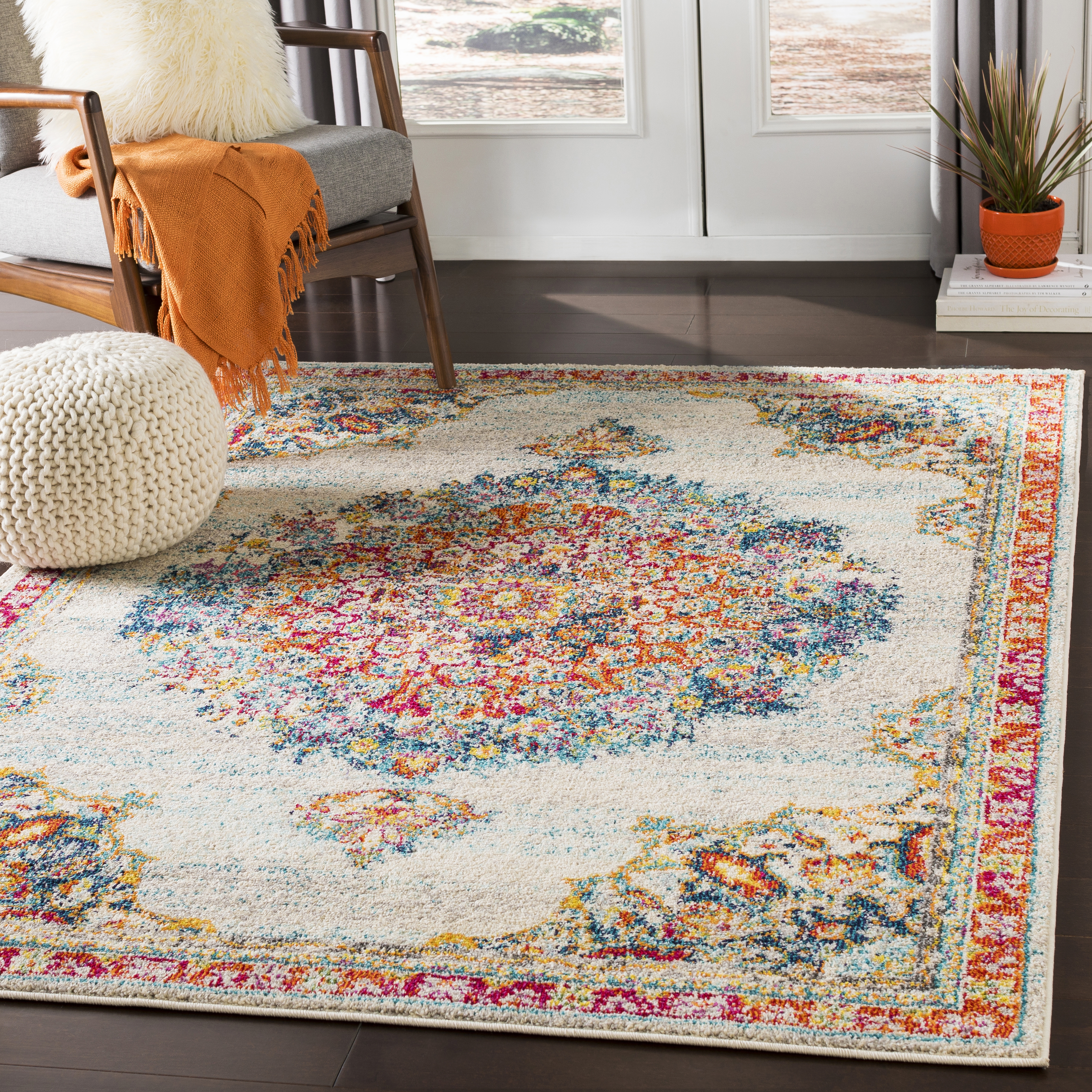Morocco Green Indoor 6'7" x 9' Machine Woven Rug - Image 1