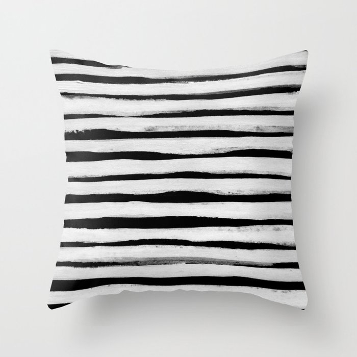 Black And White Stripes Ii Couch Throw Pillow by Georgiana Paraschiv - Cover (16" x 16") with pillow insert - Outdoor Pillow - Image 0