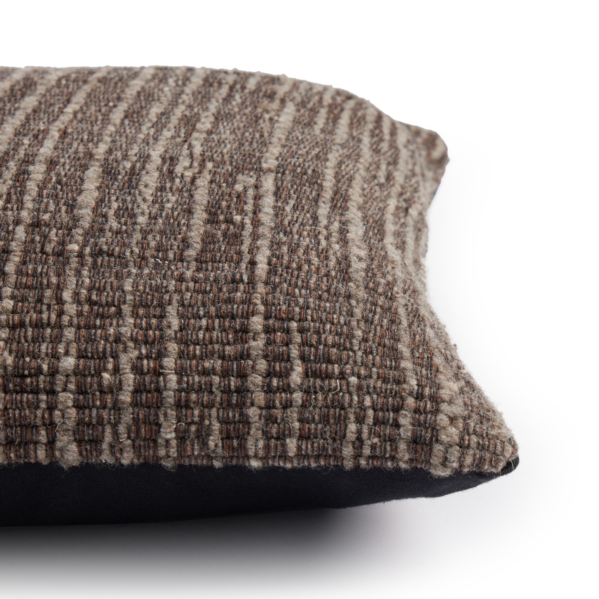 Handwoven Stripe Wool Pillow - Grey Wool - Image 5