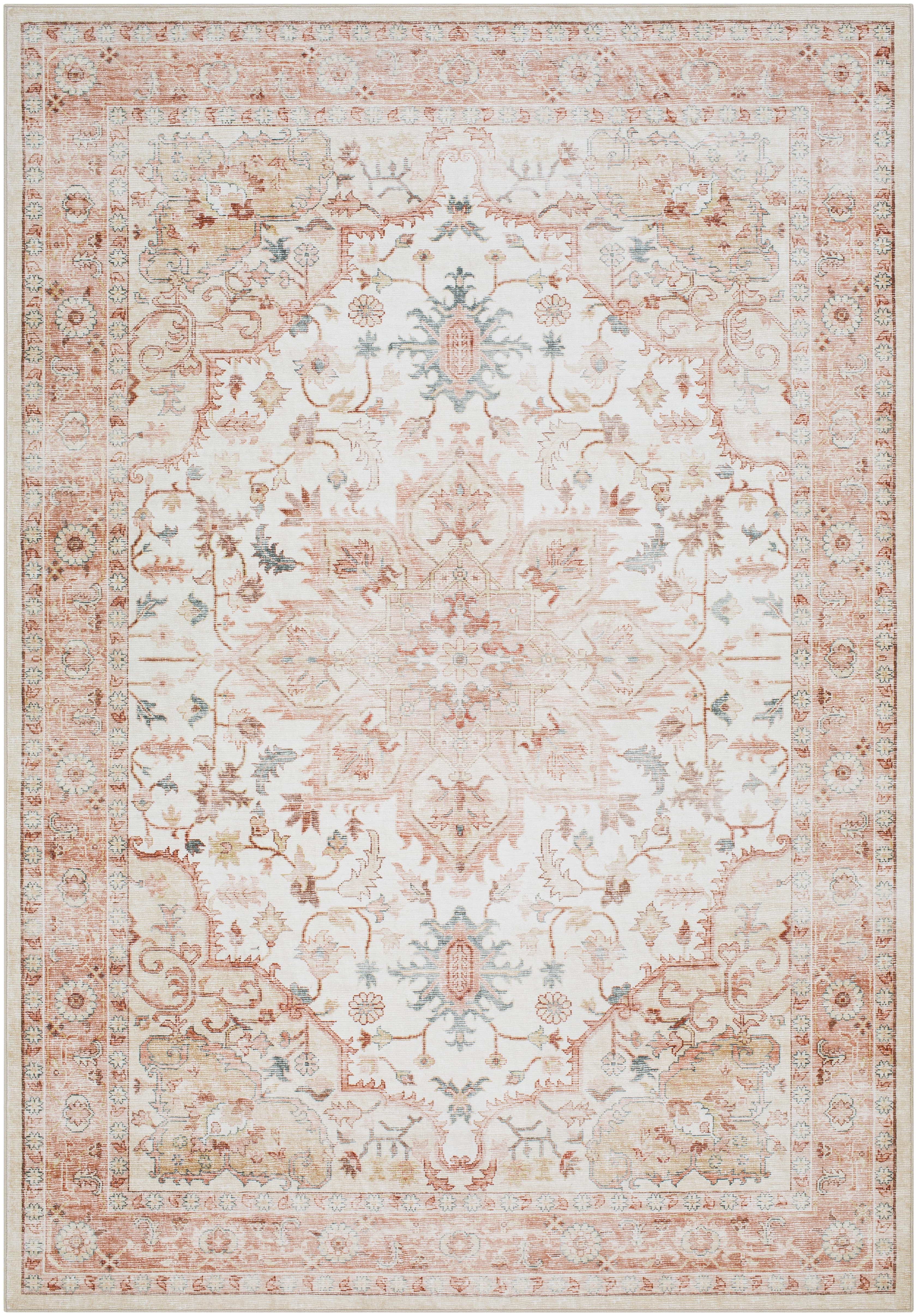 Lavable Beige Indoor 5'3" x 7'7" Machine Woven Rug - Image 0