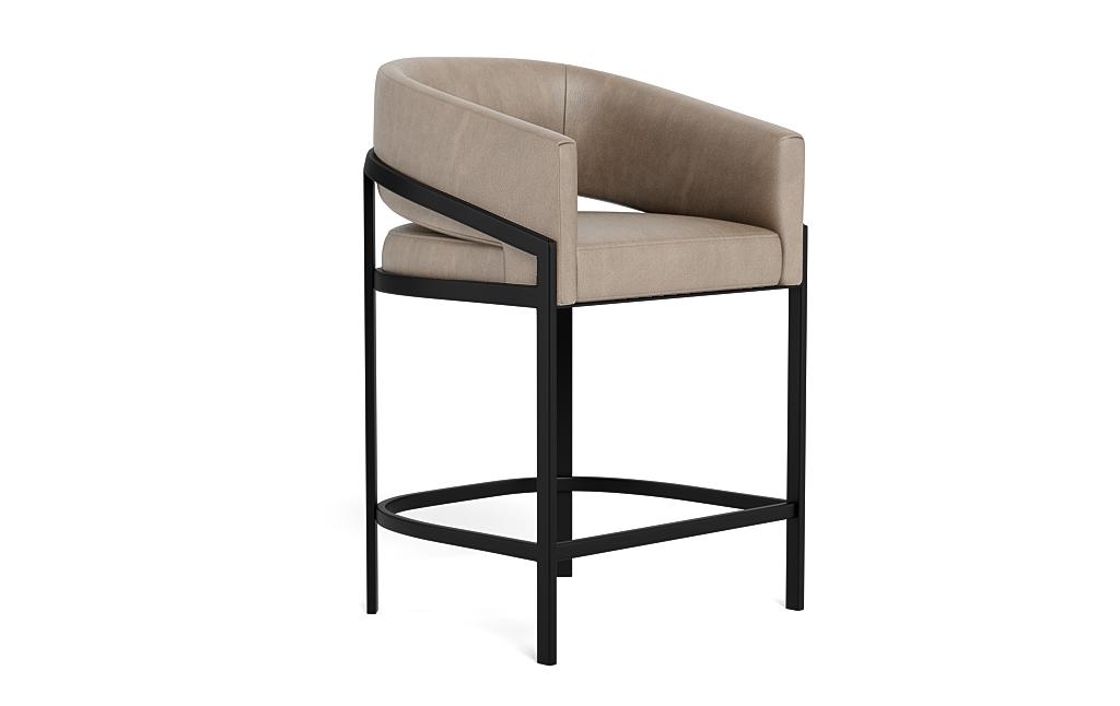 Mina Leather Metal Framed Upholstered Stool - Image 1