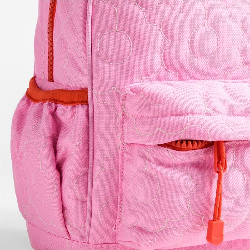Dreamer Quilted Pink Flower Small Kids Backpack with Side Pockets - Image 1