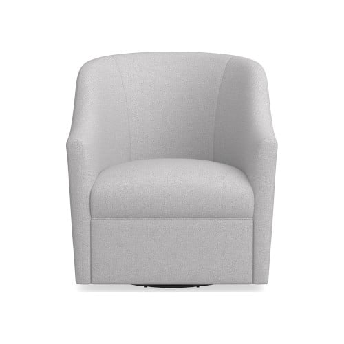 Porter Swivel Armchair, Standard Cushion, Perennials Performance Basketweave, Fog, - Image 0