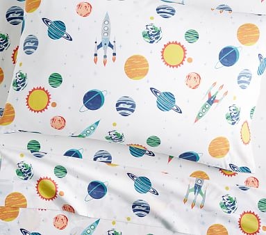 Solar System Glow-in-the-Dark Sheet Set, Sheet Set, Twin, White Multi - Image 0