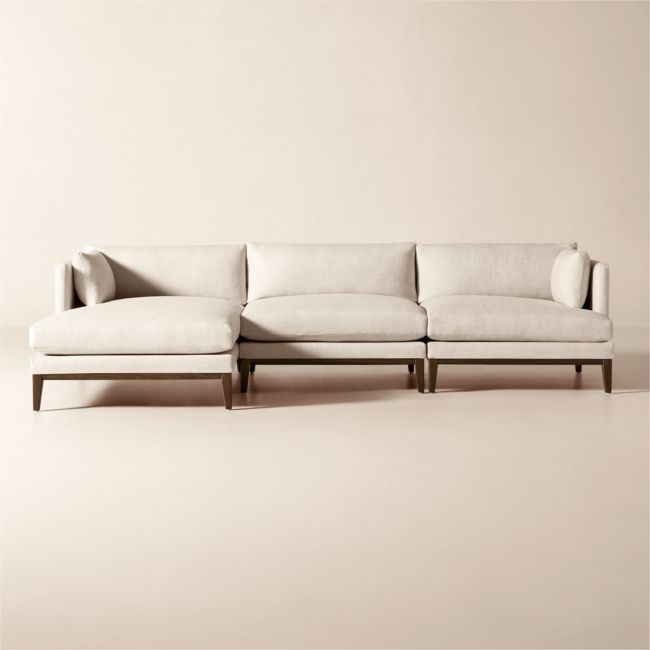 Mona 3-Piece L-Shaped Off-White Performance Linen Sectional Sofa with Left-Arm Chaise - Image 0