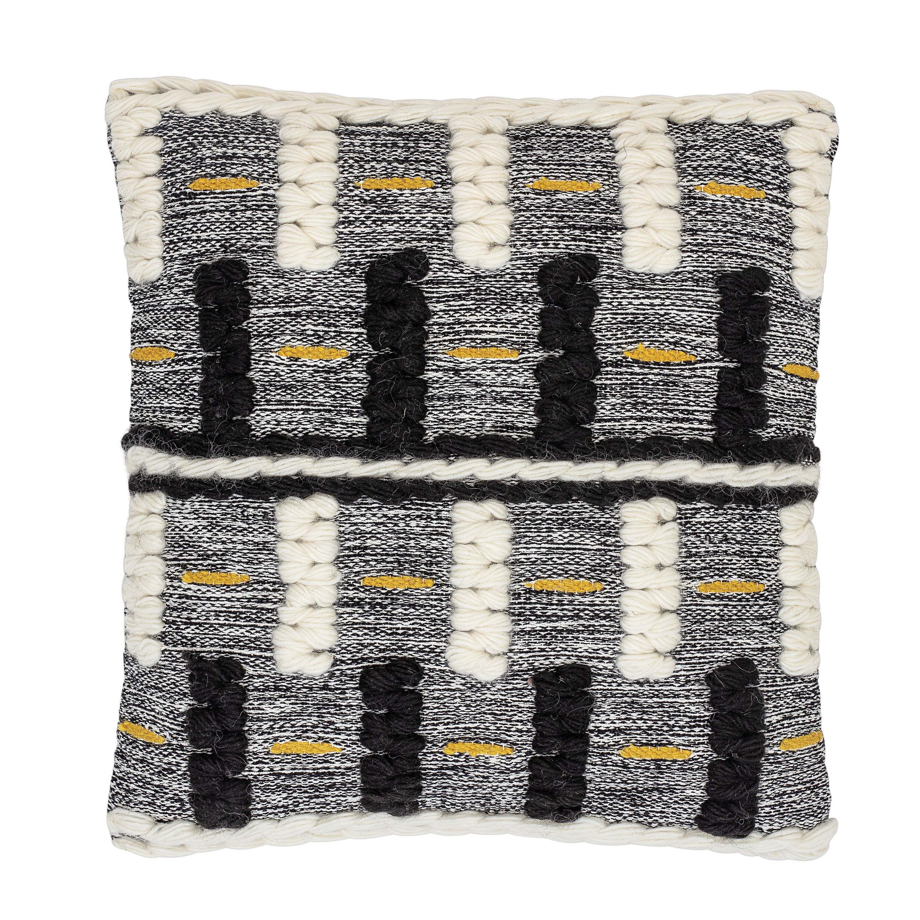 Woven Wool Blend Throw Pillow, Black, White & Yellow, 20" x 20" - Image 0