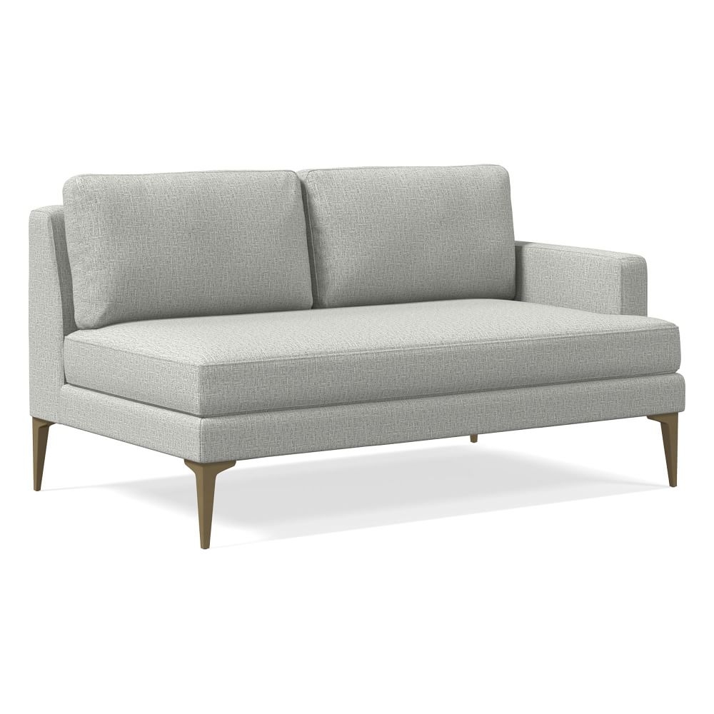 Andes Petite Right Arm 2 Seater Sofa, Poly, Deco Weave, Pearl Gray, Blackened Brass - Image 0
