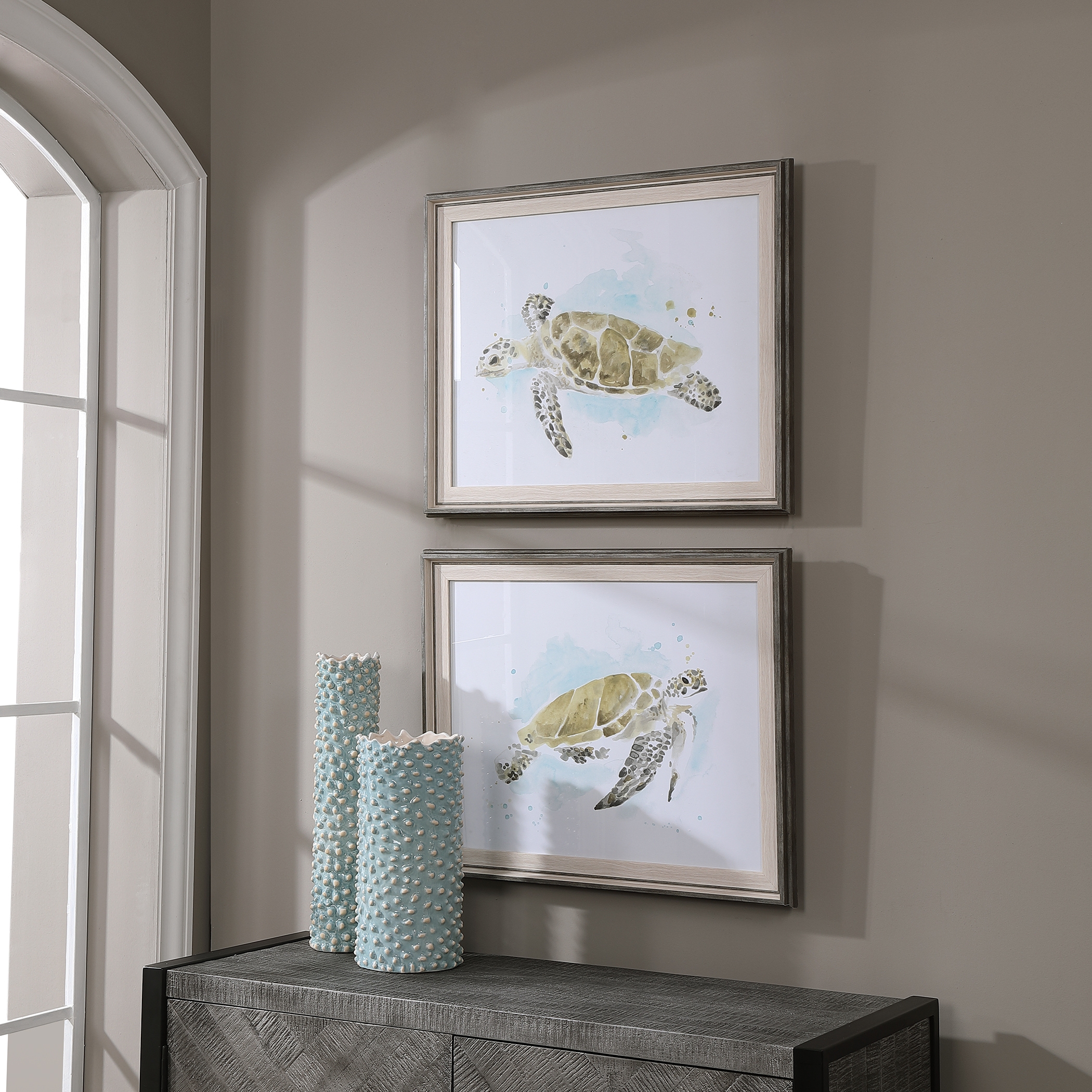 Sea Turtle Study Watercolor Prints, S/2 - Image 1