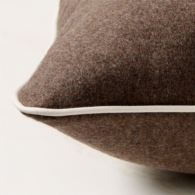 Contra Chestnut Brown Italian Wool Throw Pillow with Feather Down Insert 23"x23" - Image 2