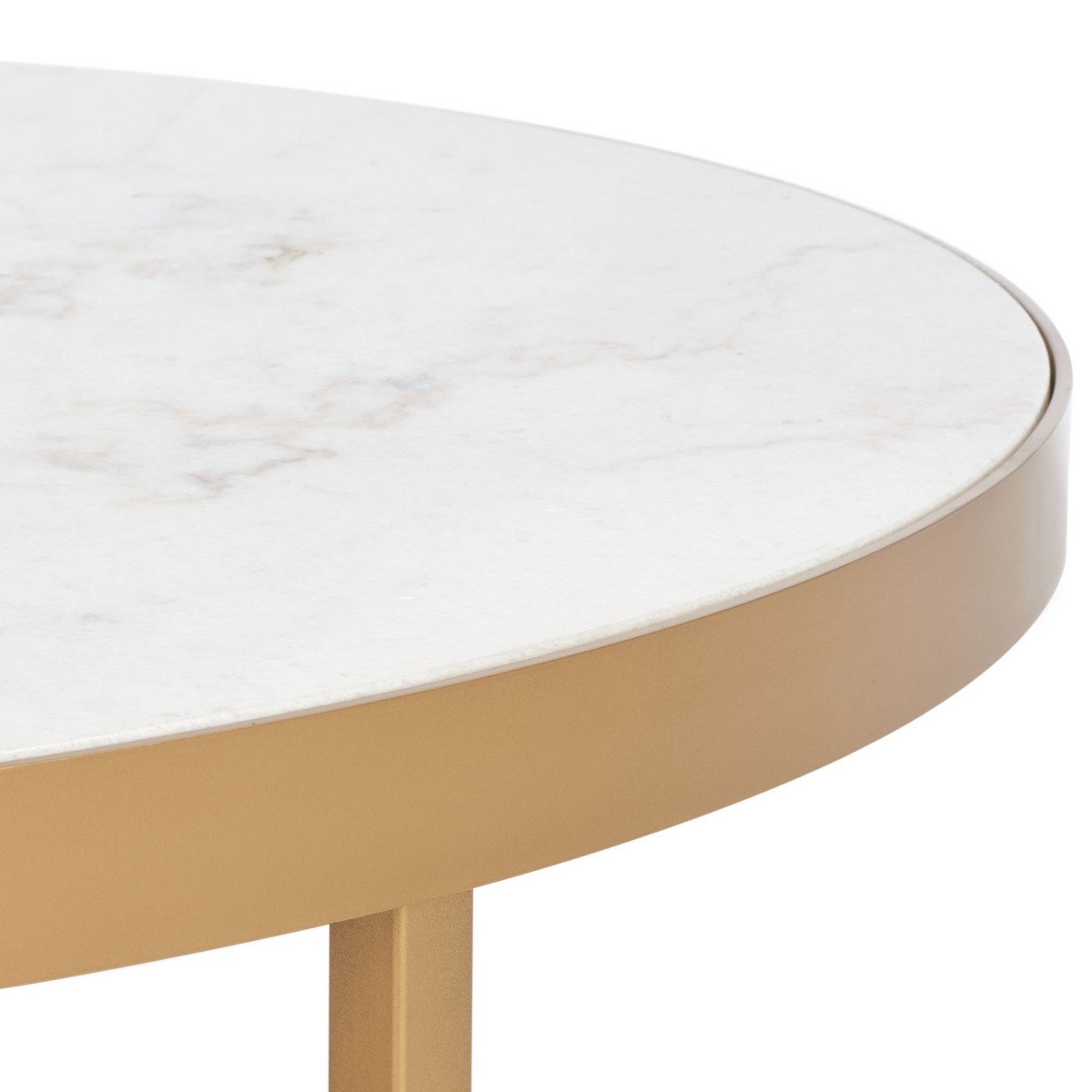 Caralyn Round Marble Coffee Table - White/Brass - Image 3