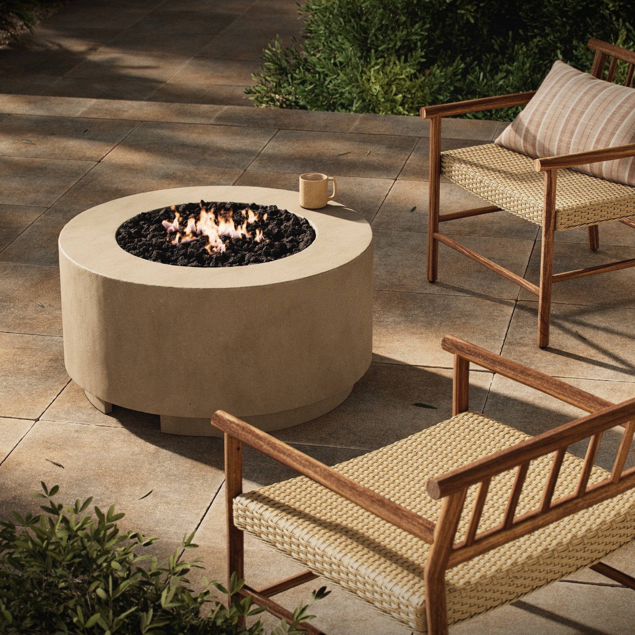 Damian Outdoor Fire Table - Natural Concrete - Image 1