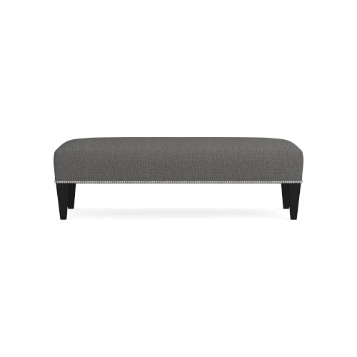 Fairfax Tapered Bench Untftd 61in, Standard Cushion, Perennials Performance Melange Weave, Gray, Polished Nickel - Image 0