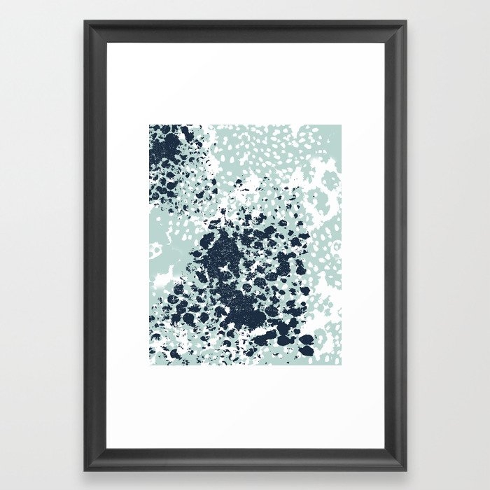 Textured Mint And Blue Abstract Painting Dots Pattern Modern Minimal Art Print Framed Art Print by Charlottewinter - Scoop Black - SMALL-15x21 - Image 0