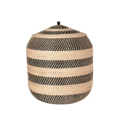 Extra-Large Rattan Belly Basket, Natural-Black - Image 0