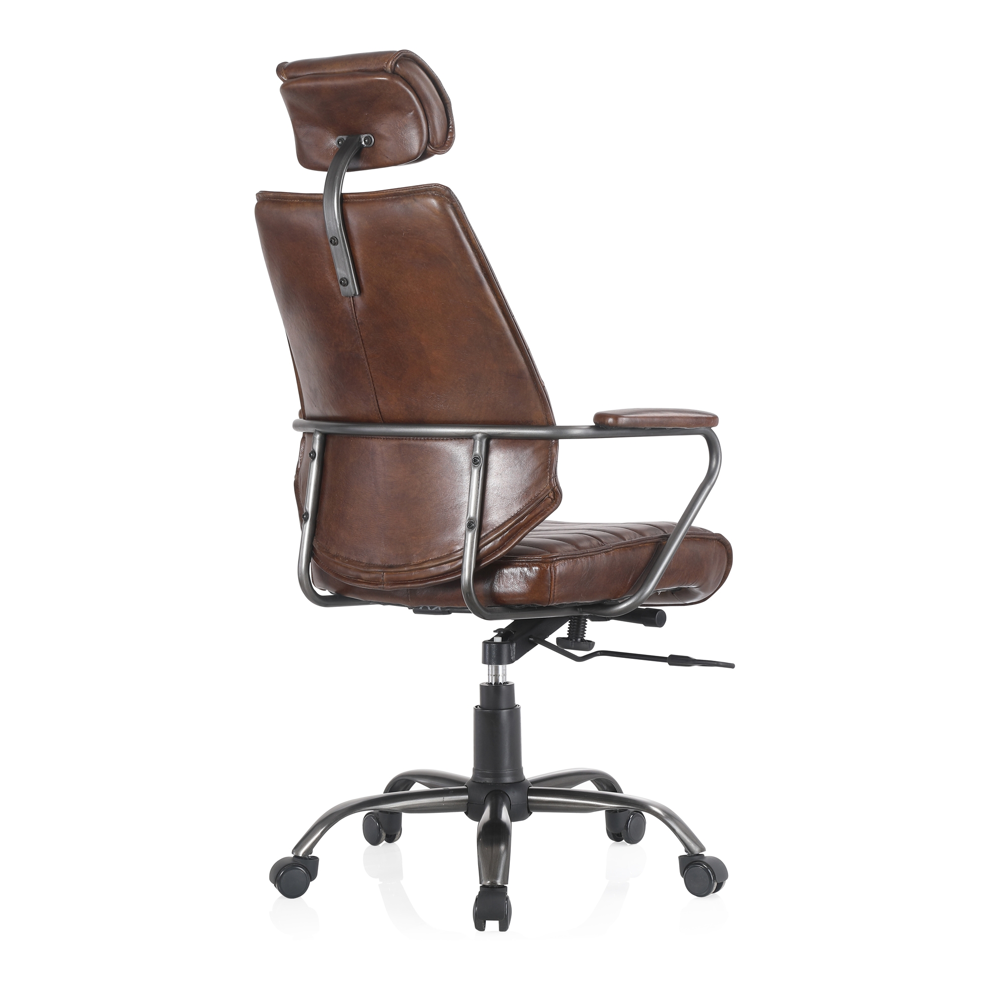 Executive Office Chair Dark Brown Leather - Image 4