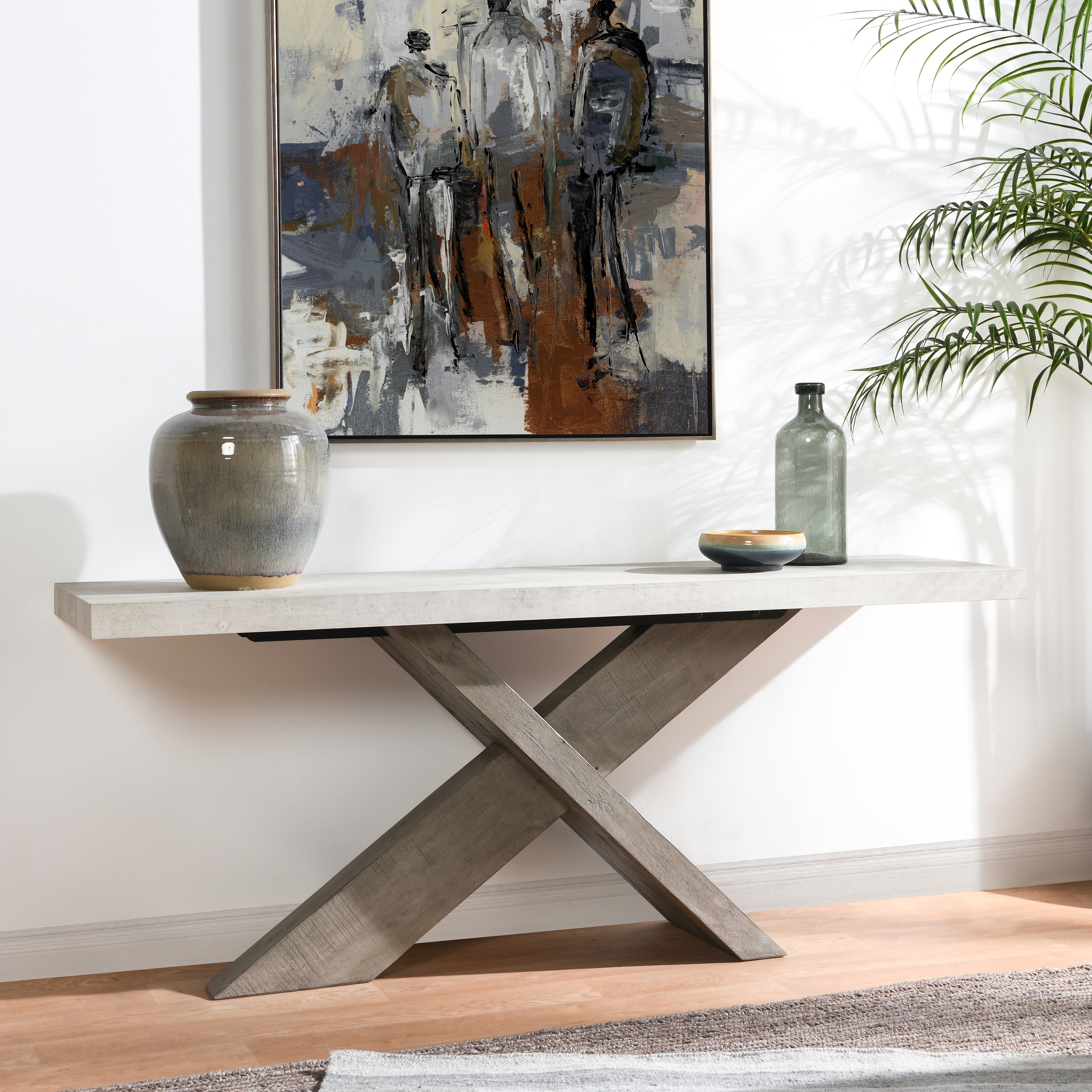 Durant Console Table Distressed Gray/Antique White - Image 3