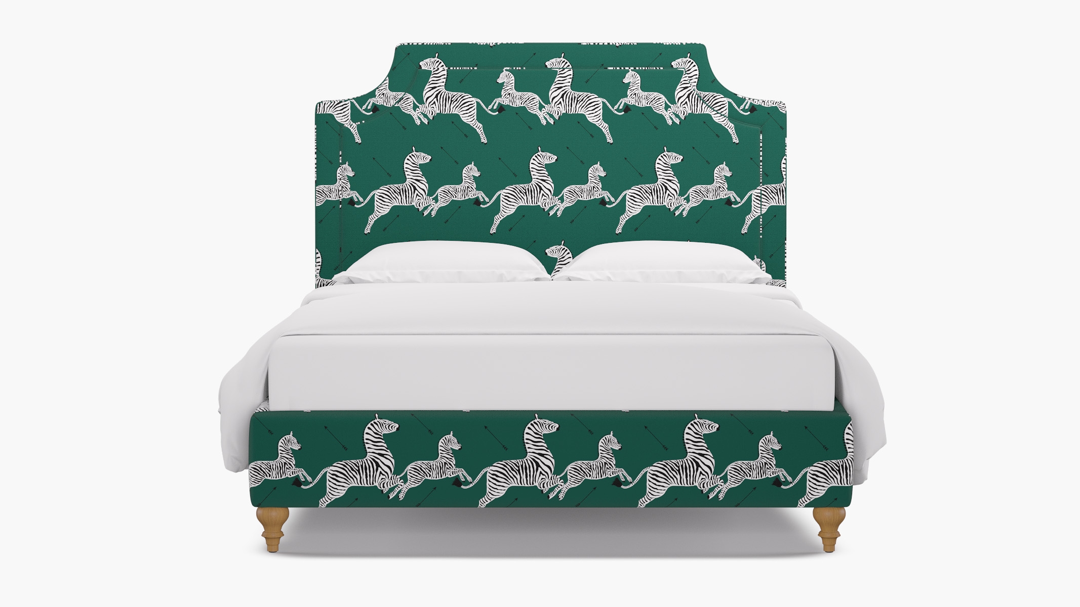 Deco Bed, Emerald Zebra, Natural Traditional Turned Leg, Twin - Image 0