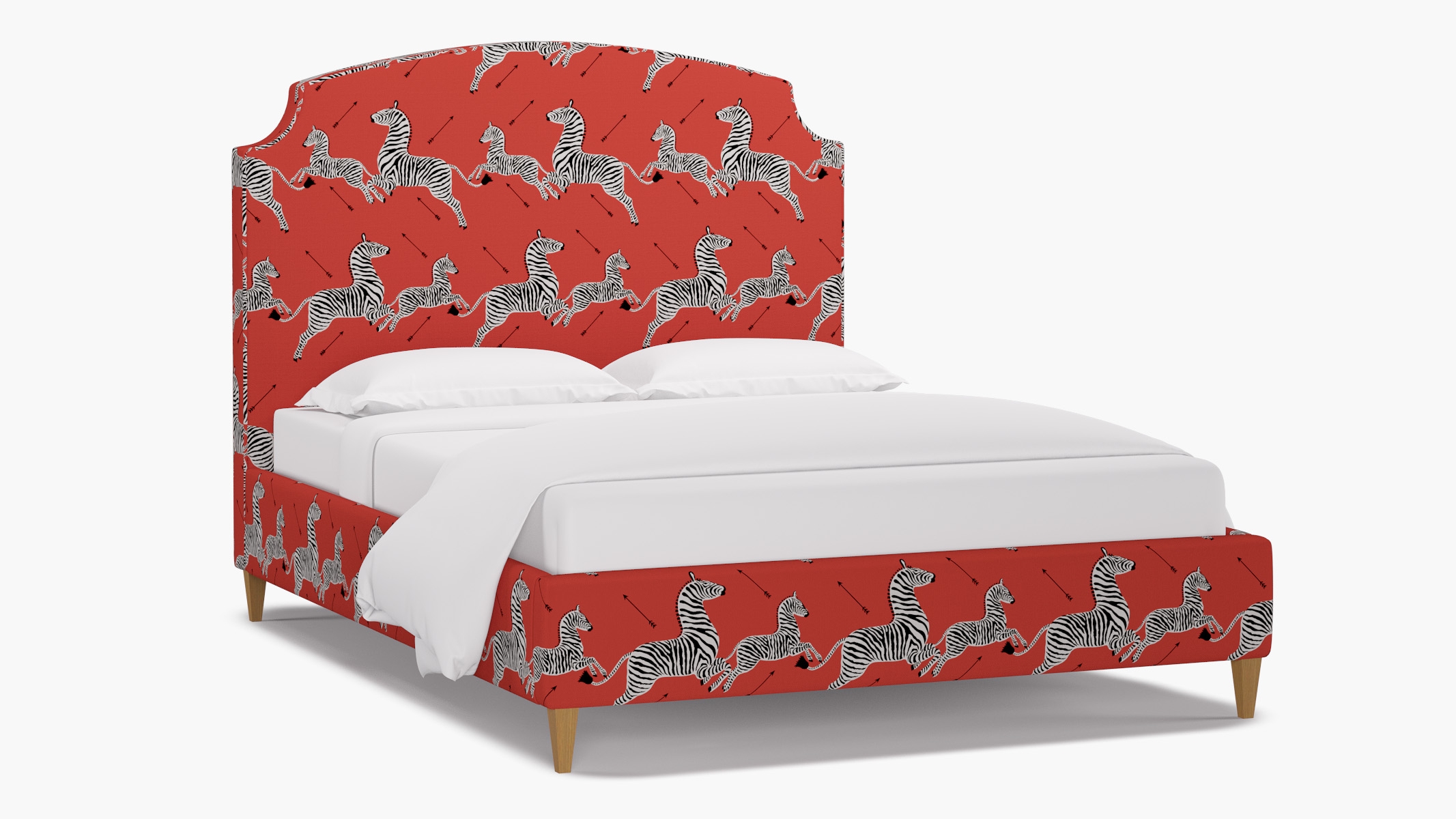 Cove Bed, Coral Zebra, Natural Square Tapered Leg, Full - Image 1