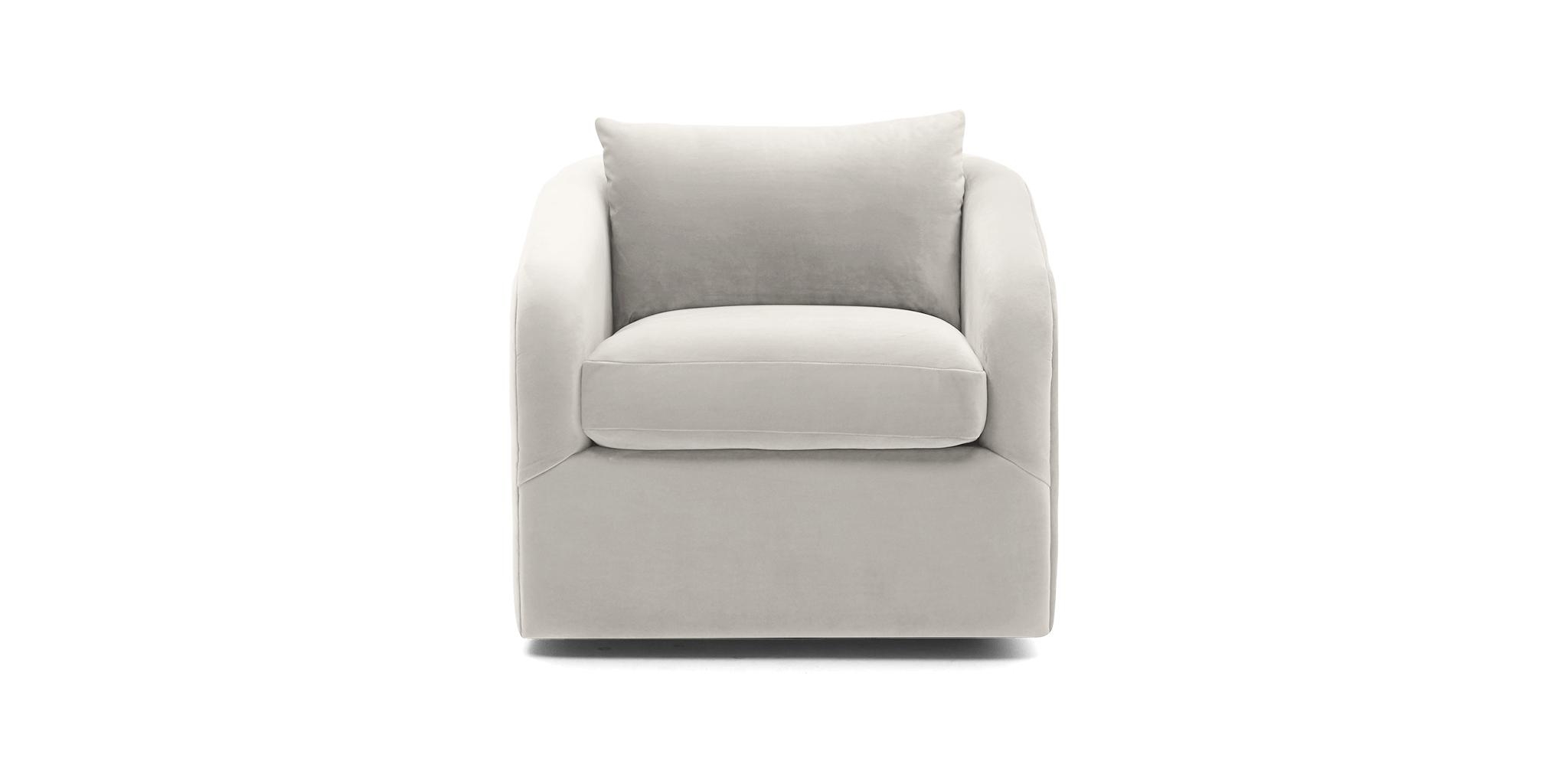 White Amelia Mid Century Modern Swivel Chair - Tussah Snow - Image 0