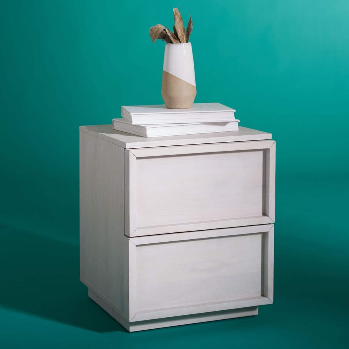 Zeus 2 Drawer Nightstand - White Wash  - Image 1