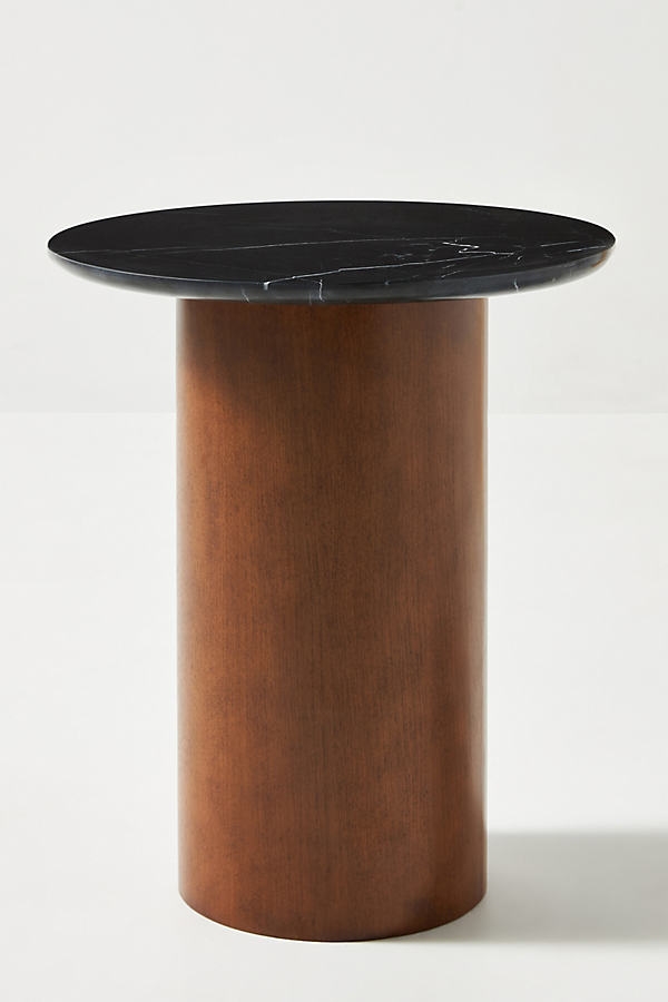 Anya Travertine Side Table, Black - Image 0