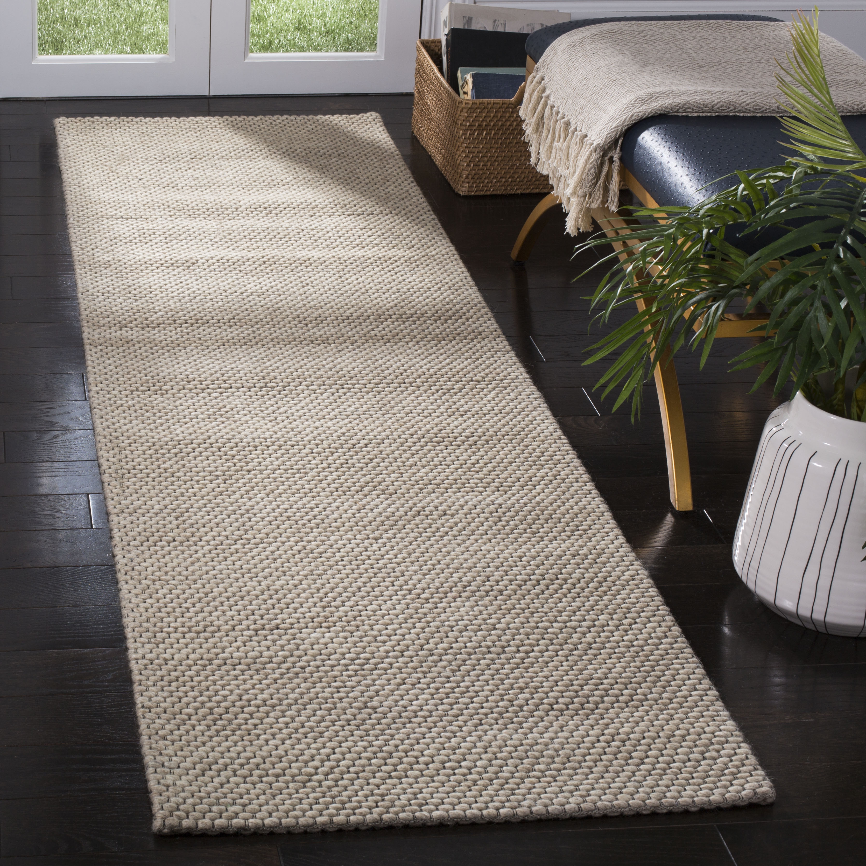 Arlo Home Hand Woven Area Rug, NAT801B, Beige,  2' 3" X 8' - Image 1