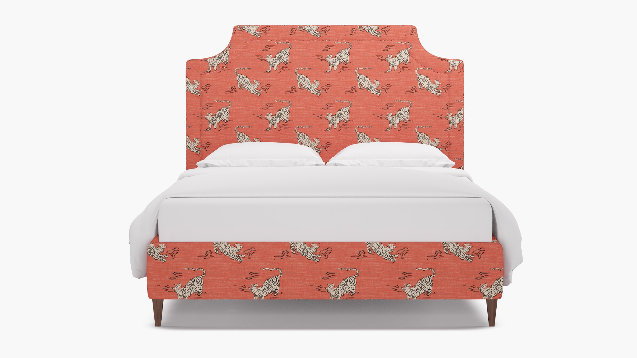Deco Bed, Coral Tigresse, Walnut Square Tapered Leg, Twin - Image 0