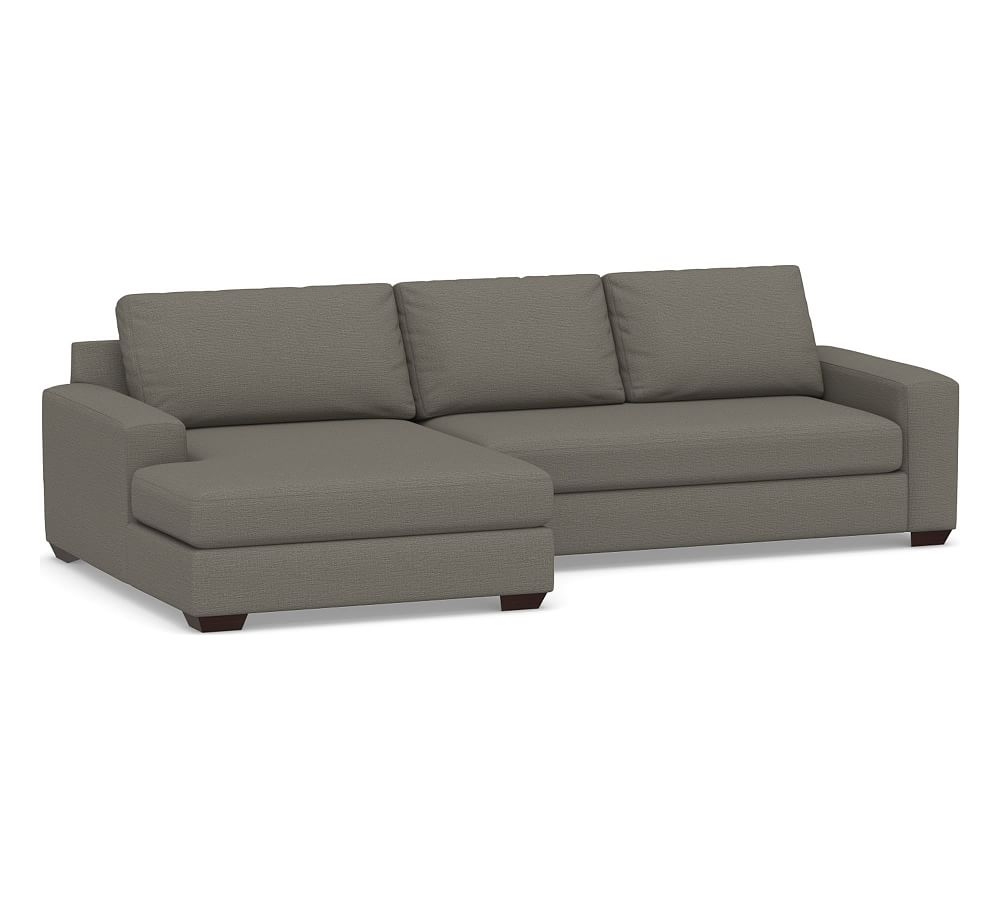 Big Sur Square Arm Upholstered Right Arm Loveseat with Double Chaise Sectional and Bench Cushion, Down Blend Wrapped Cushions, Chunky Basketweave Metal - Image 0