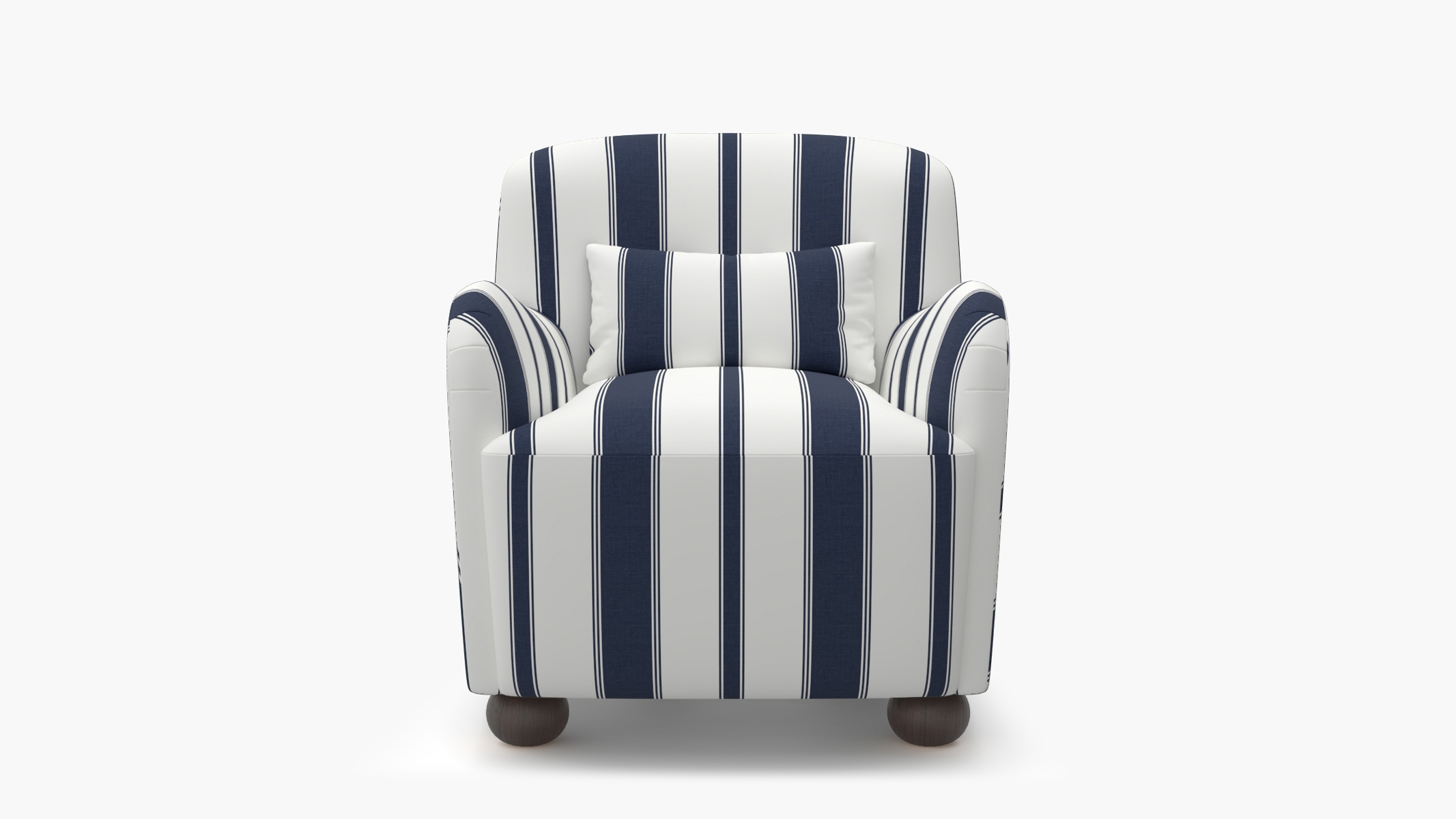 Club Chair, Navy Clarence Stripe, Espresso Bun Foot - Image 0