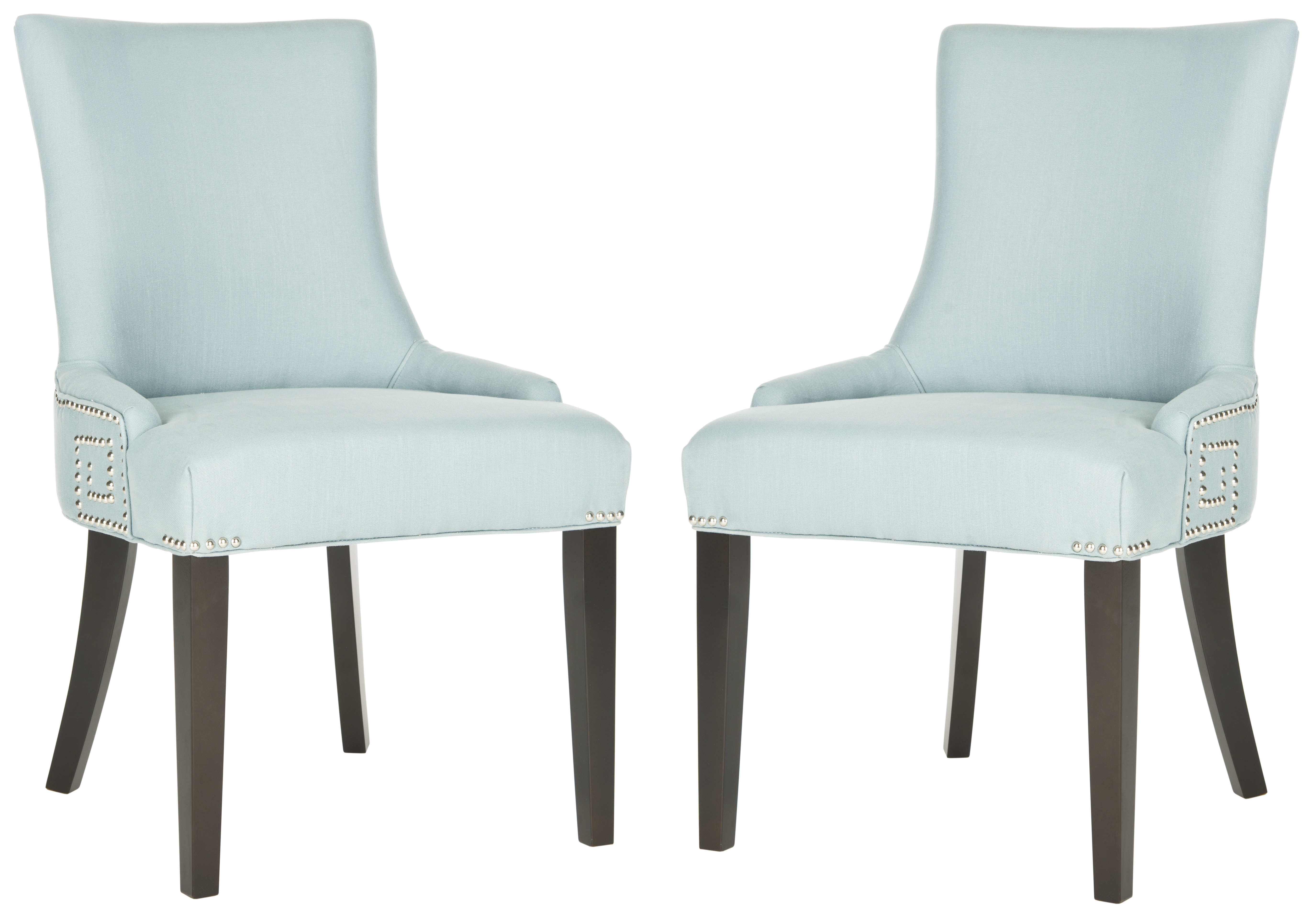 Gretchen 20''H Side Chair (Set Of 2) - Silver Nail Heads - Light Blue/Espresso - Arlo Home - Image 0
