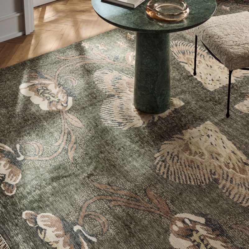 Ardito Hand-Knotted Green New Zealand Wool Area Rug 6'X9' - Image 5