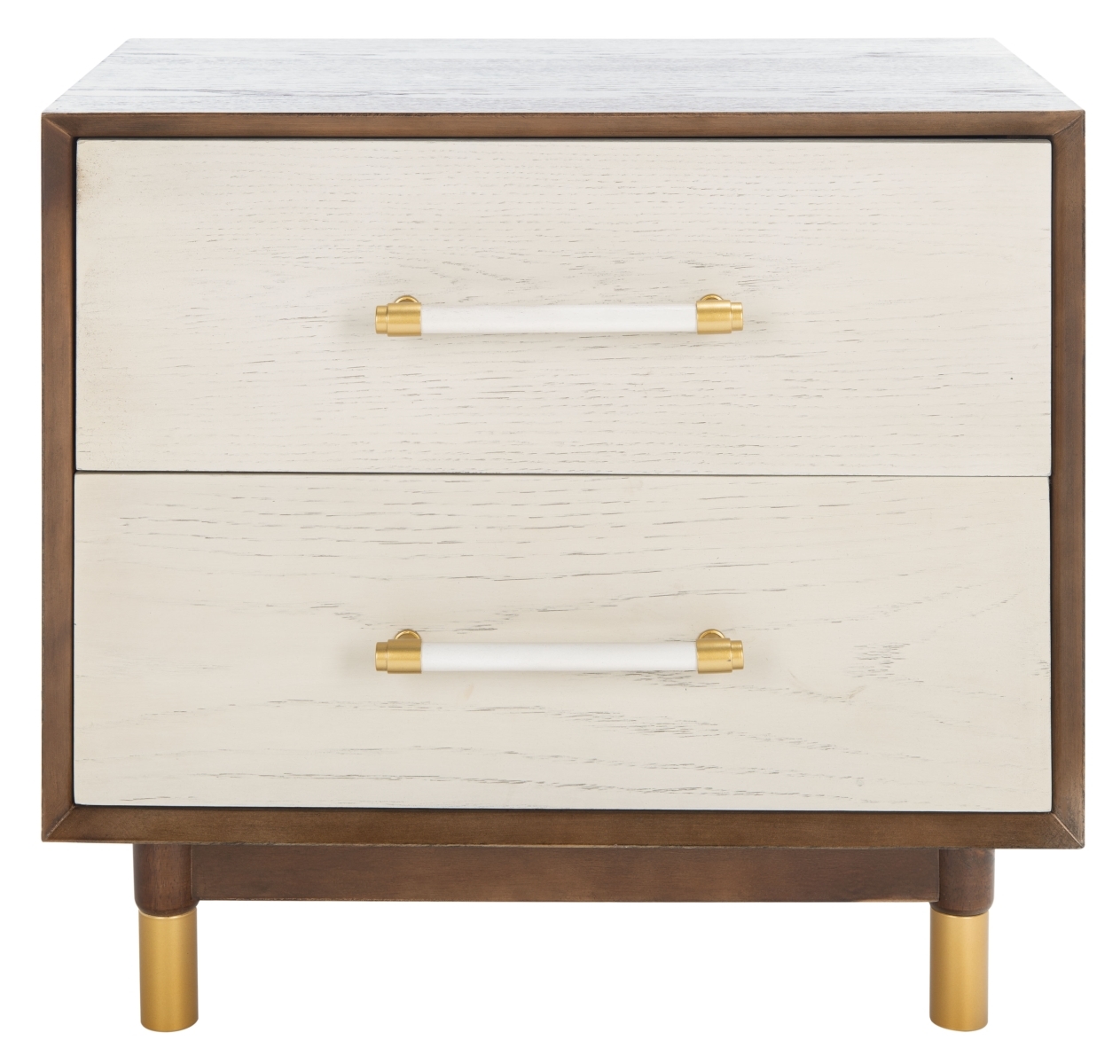 Justice 2 Drawer Nightstand - Walnut / White Washed - Safavieh - Image 0