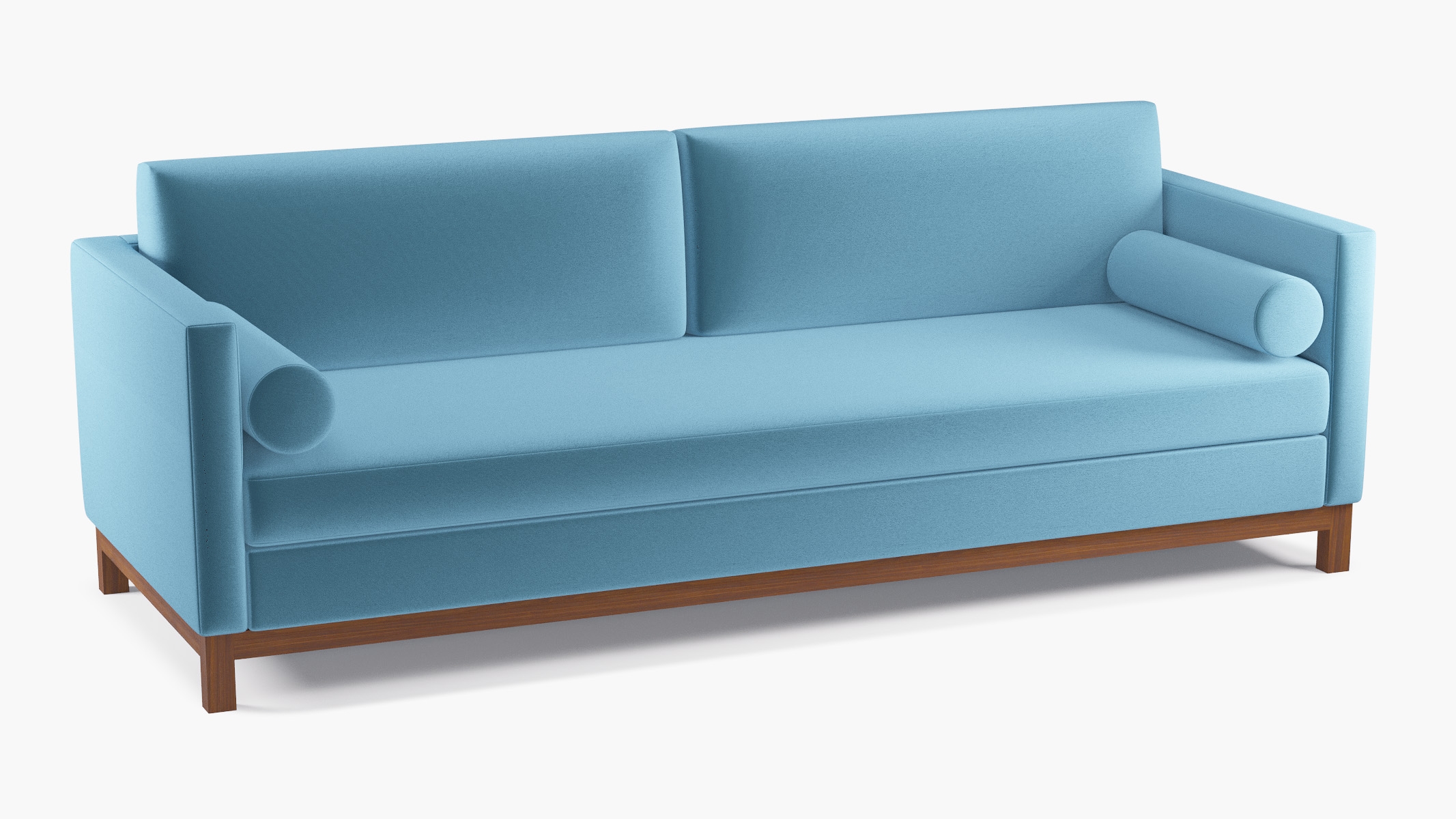 Tailored Tuxedo Sofa, French Performance Plush Velvet, Walnut Wood Rail - Image 1