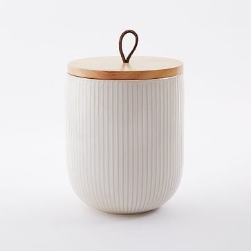 Textured Kitchen Canister, Extra Large, White Lines - Image 0