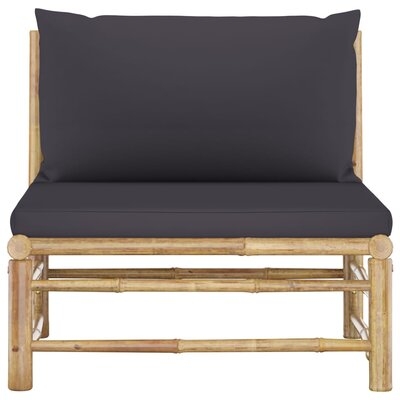 Bayou Breeze Garden Middle Sofa With Dark Gray Cushions Bamboo - Image 0