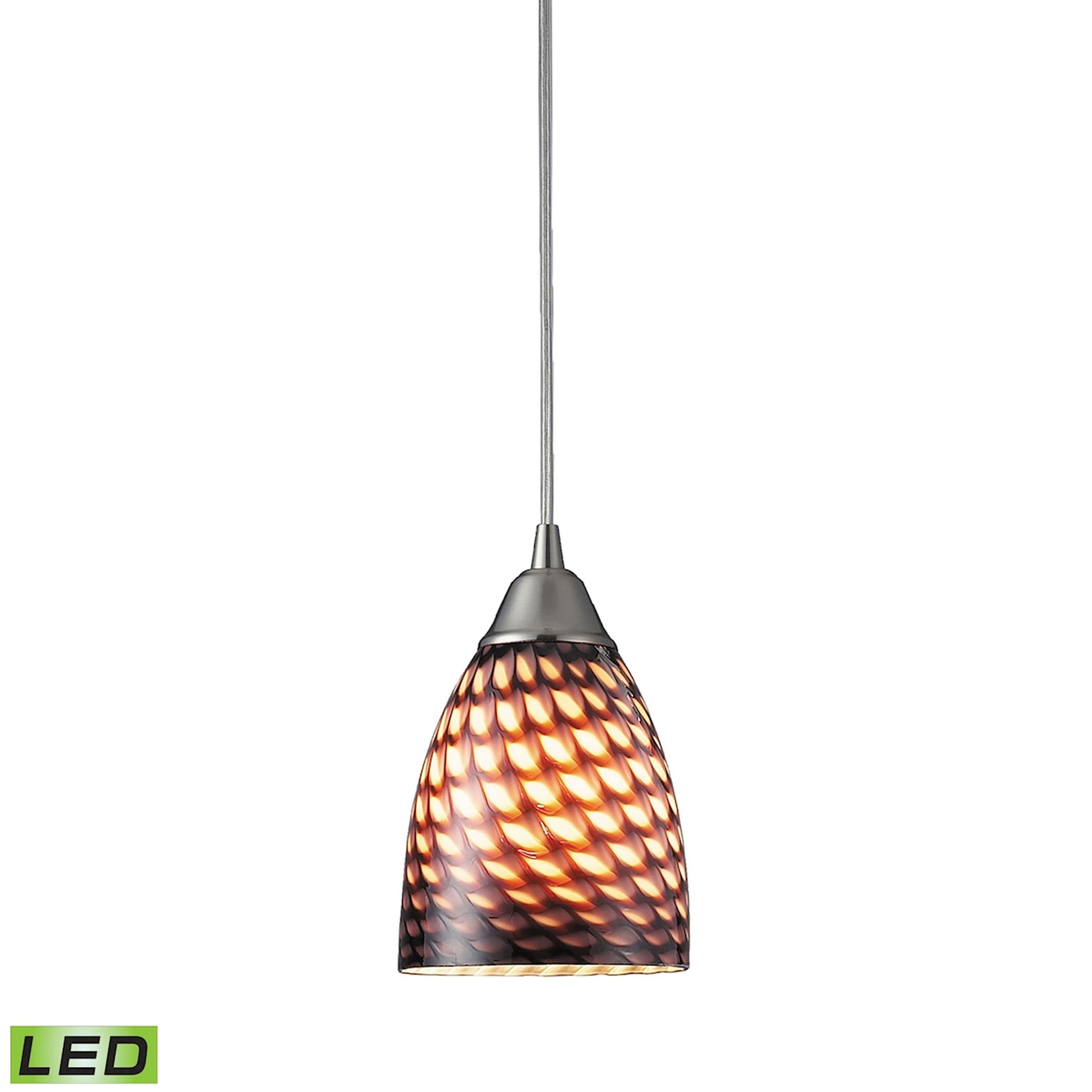 Arco Baleno 5'' Wide 1-Light Pendant - Satin Nickel with Cocoa Glass (LED) - Image 0