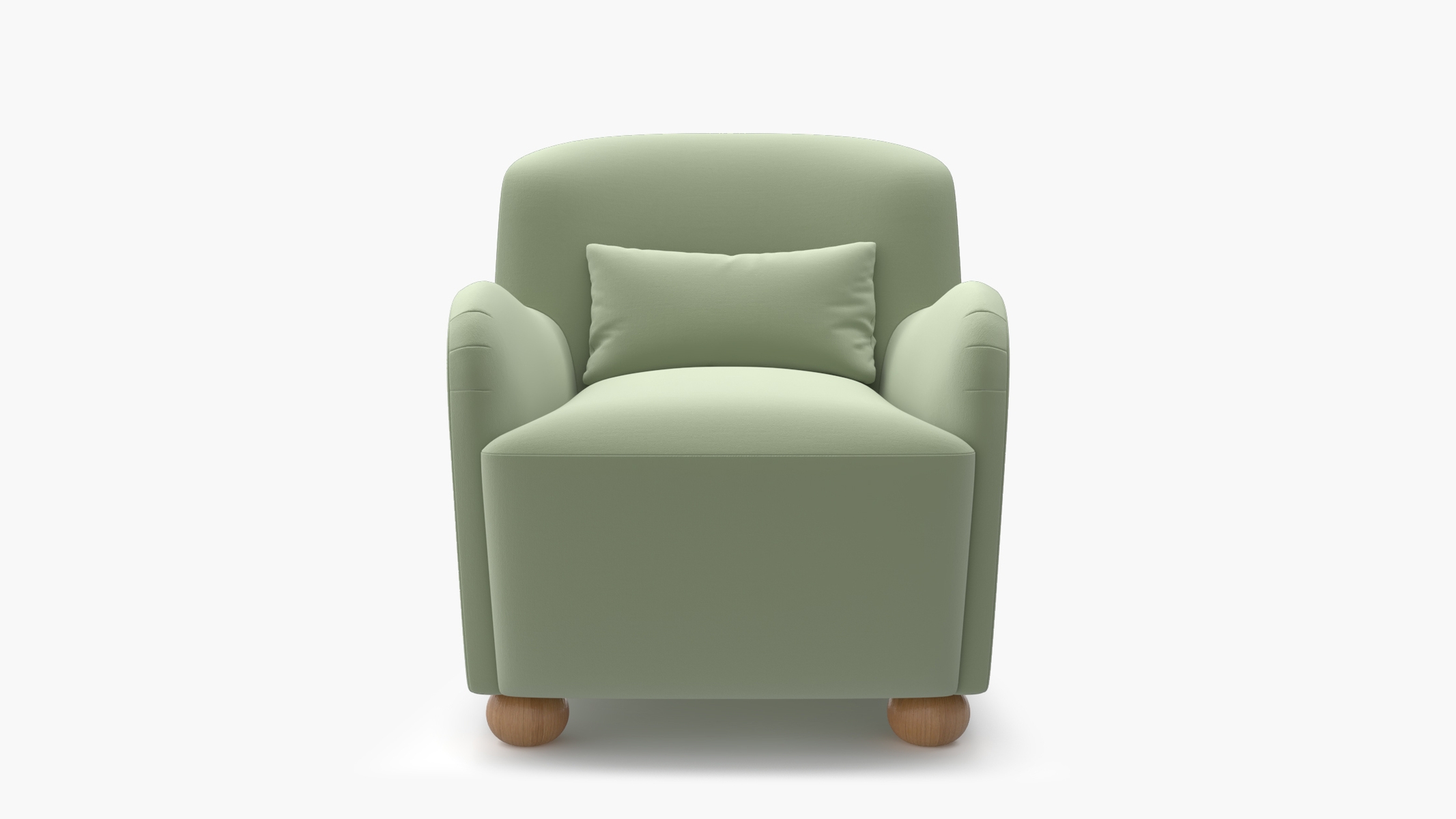 Club Chair, Celadon Performance Plush Velvet, Natural Bun Foot - Image 0