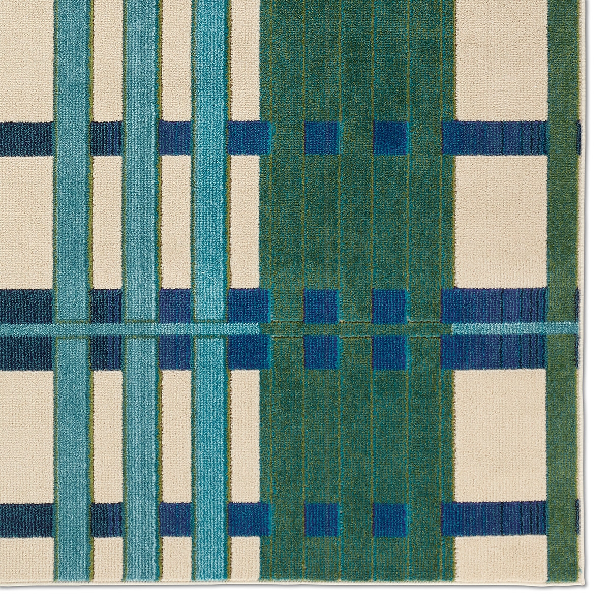 Mohair ALI01 Geometric Blue and White Area Rug (8'6"x11'6") - Image 3