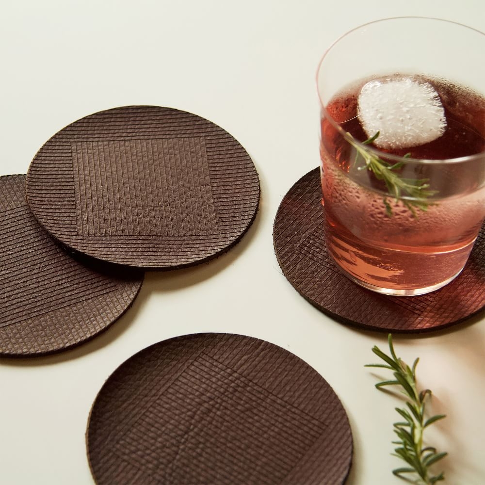Molly M Within Leather Coasters, Bordeaux, Set of 4 - Image 0