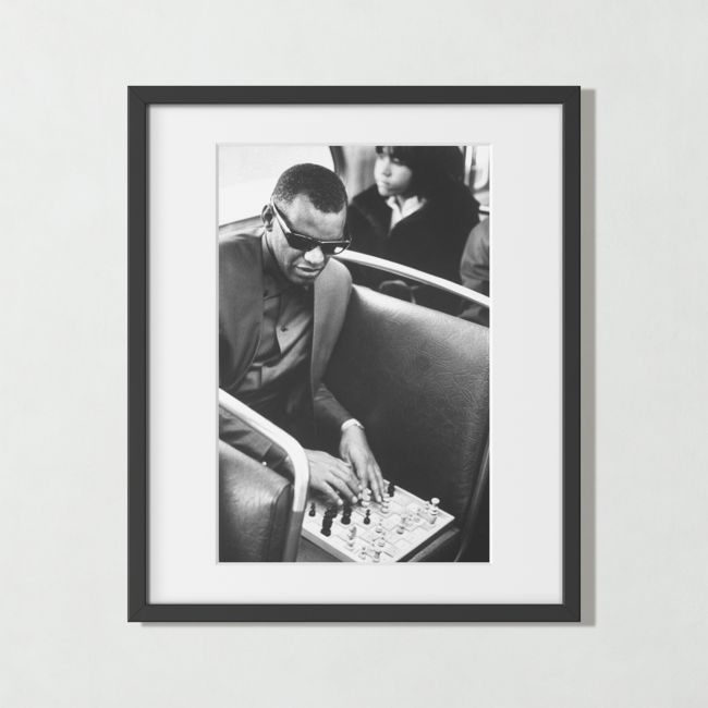 'Ray Charles Playing Chess' Photographic Print in Black Frame 21"x25" - Image 0
