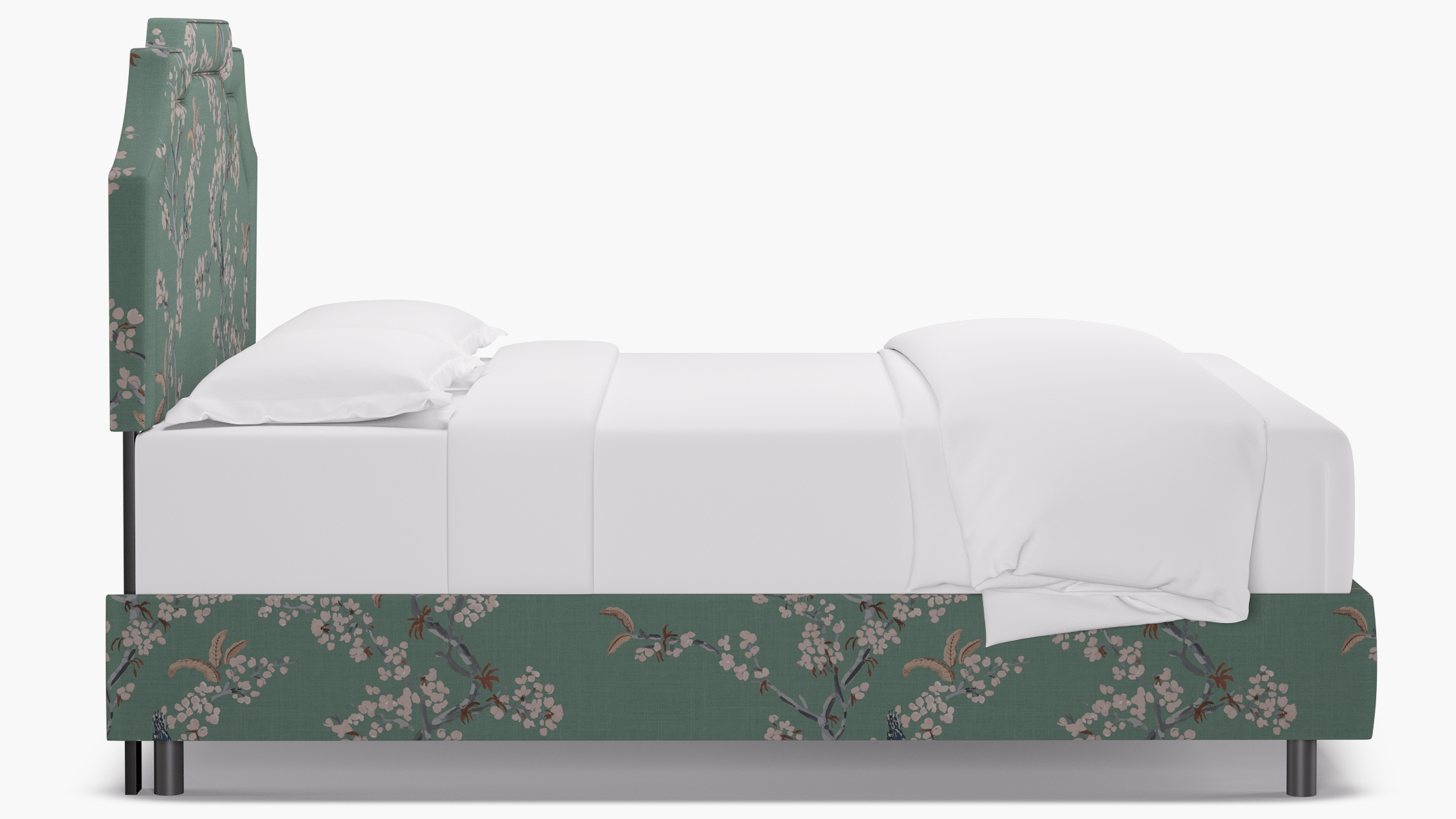 Art Deco Bed, Mint Cherry Blossom, Queen - Image 2