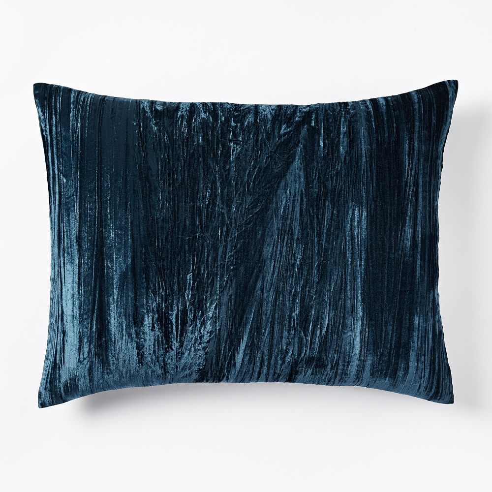 Lush Crinkle Velvet Duvet, Standard Sham Set, Regal Blue - Image 0
